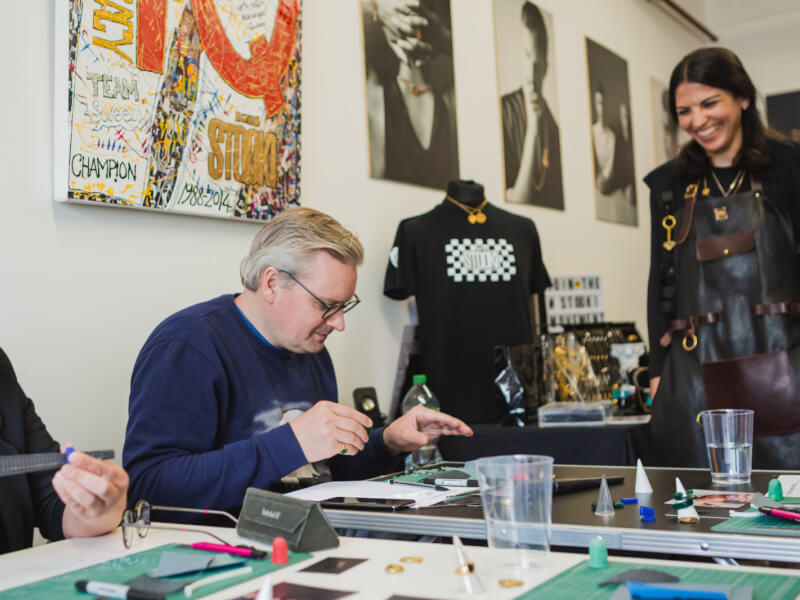 A ring making class in progress